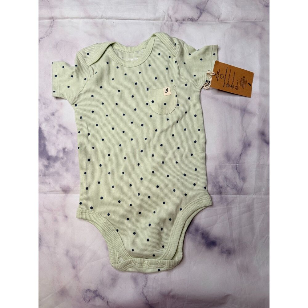 Easy Peasy Green Polka Dot Short Sleeve Bodysuit